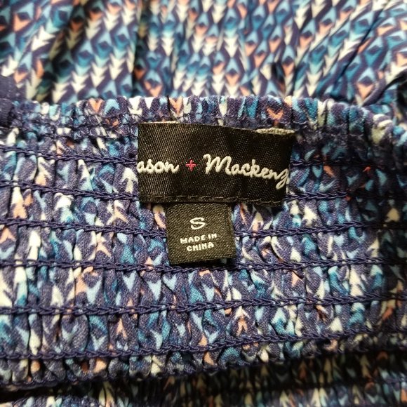 Mason + Mackenzie dress Small sleeveless geometric chevron print v-neck smocked - Picture 6 of 7